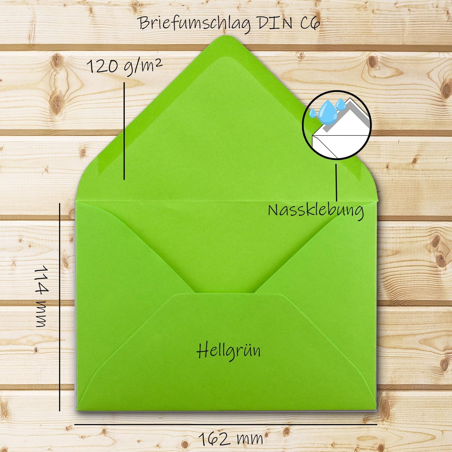 Briefumschläge DIN C6 (200 Stück), 200 Umschläge 24-Hellgrün