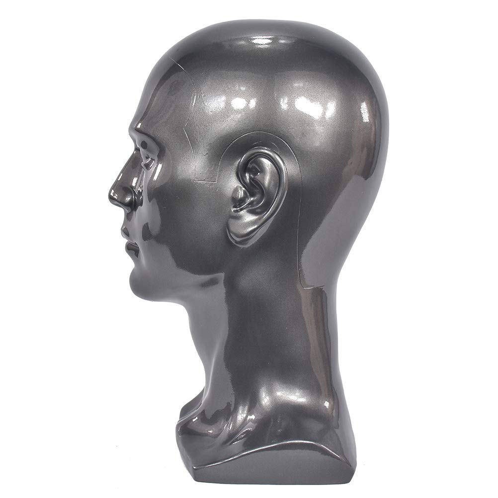 Männlicher Schaufensterpuppenkopf, Helles Schwarz PVC