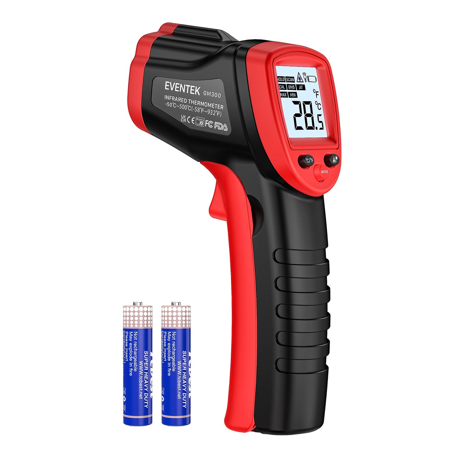 Infrarot-Thermometer -50°C bis 500°C, rot--50°C~500°C (-58℉~932℉)