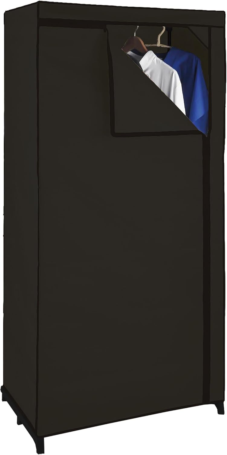 Stoffschrank mit Kleiderstange, Schwarz