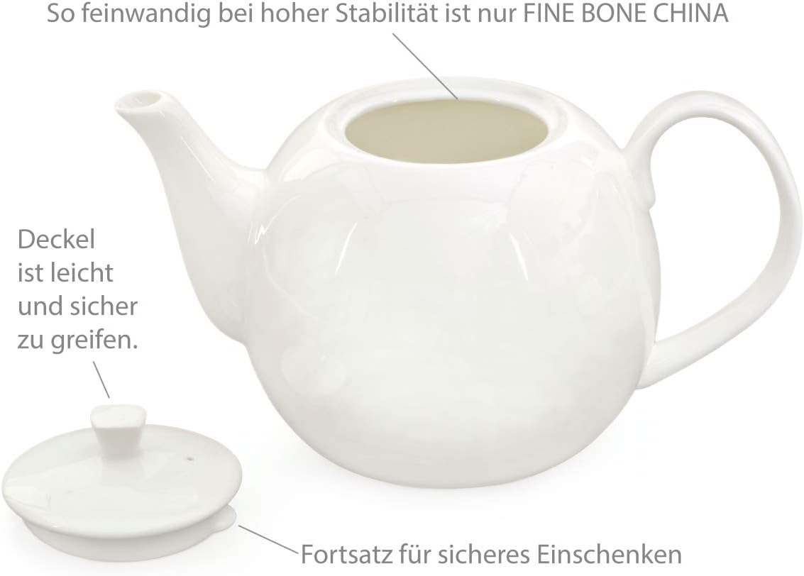 Porzellan-Teekanne, 1500 ml Weiß