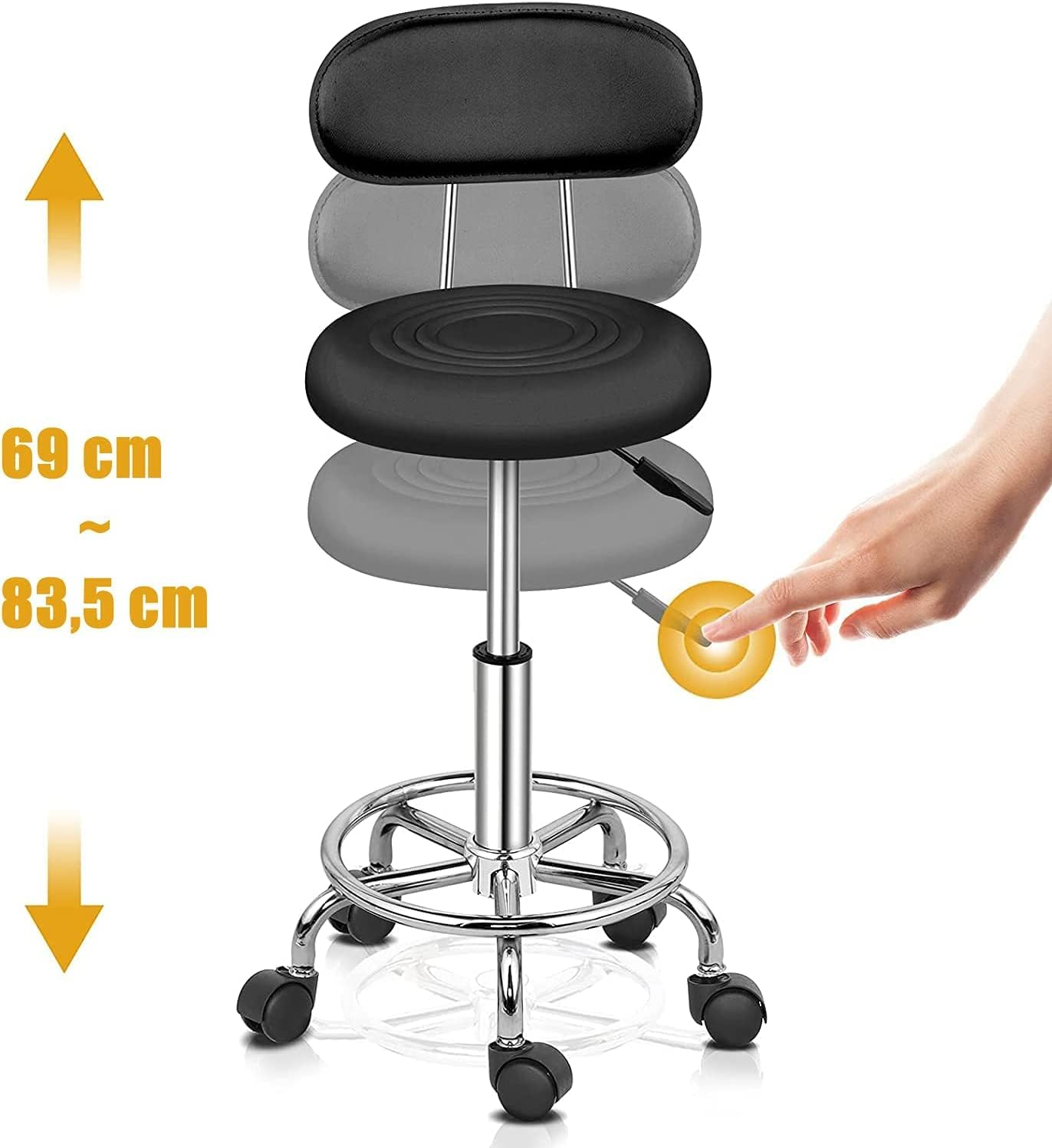 Ergonomischer Arbeitshocker, Schwarz 1