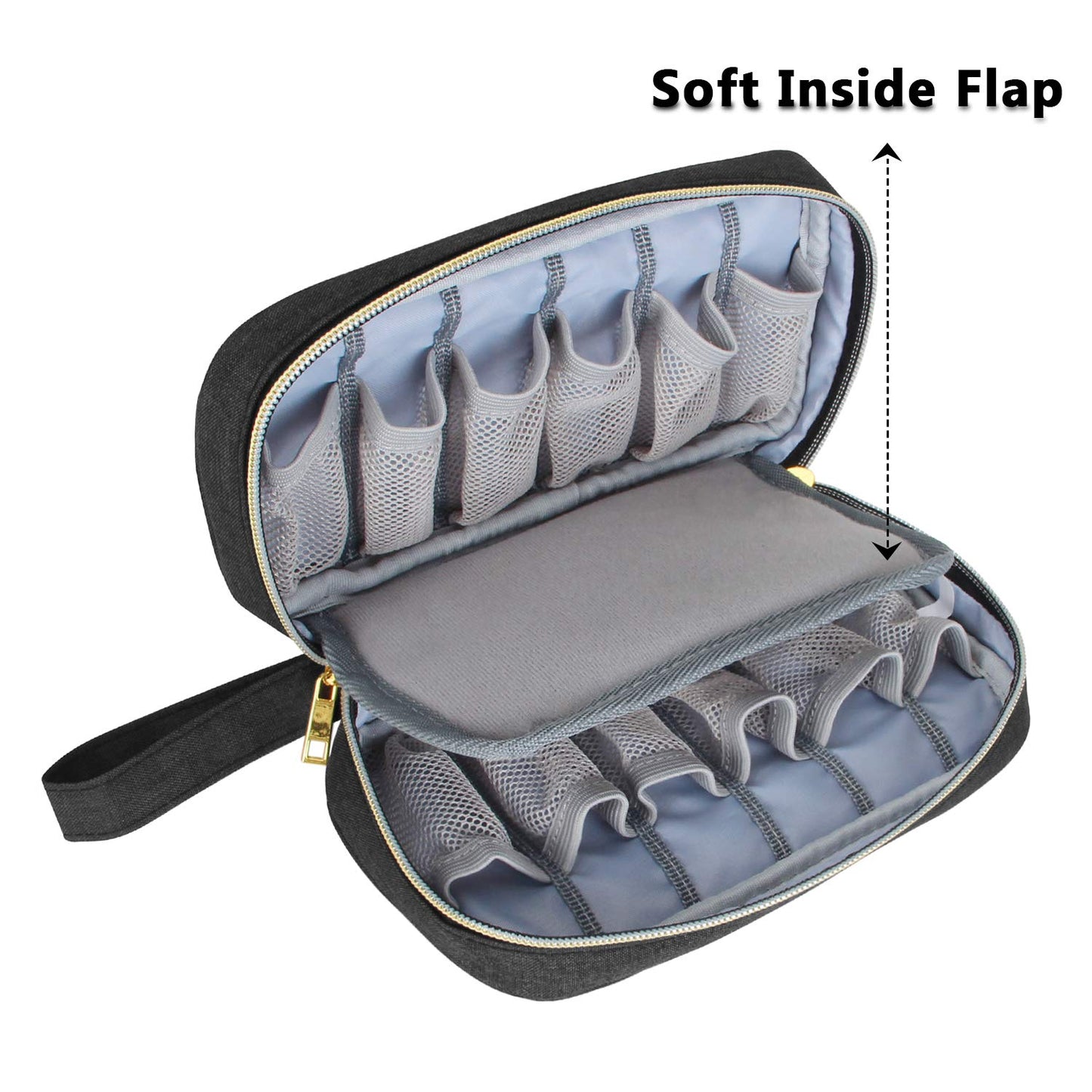 Aufbewahrungstasche für 12 ätherische Öle, 11.4x21.5x6 cm (1er Pack) Schwarz