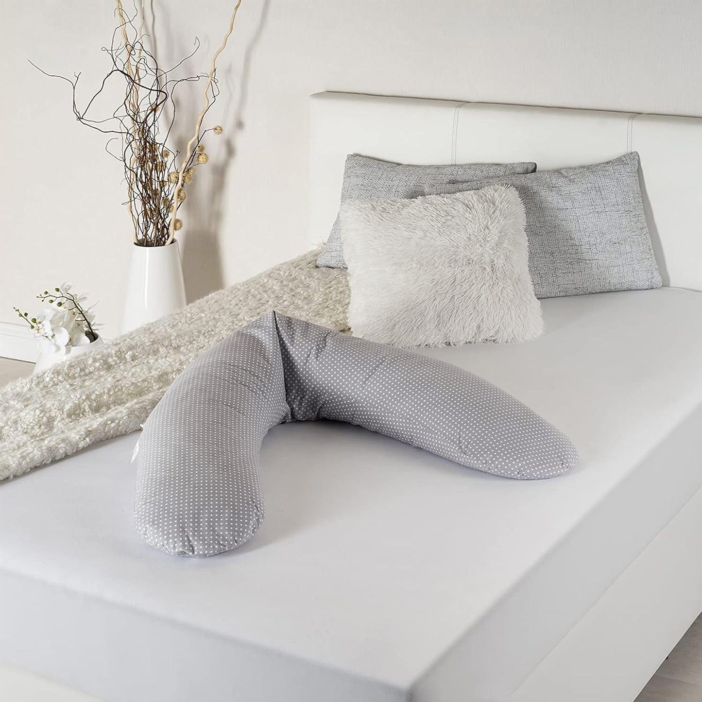 Still- und Schwangerschaftskissen Dodo Pillow, Punkte Grau