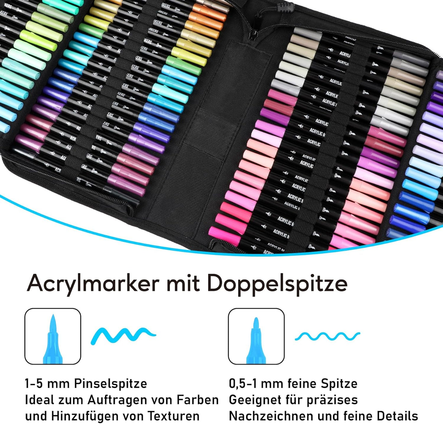 Acrylstifte-Set mit feiner Spitze, 120-Farben