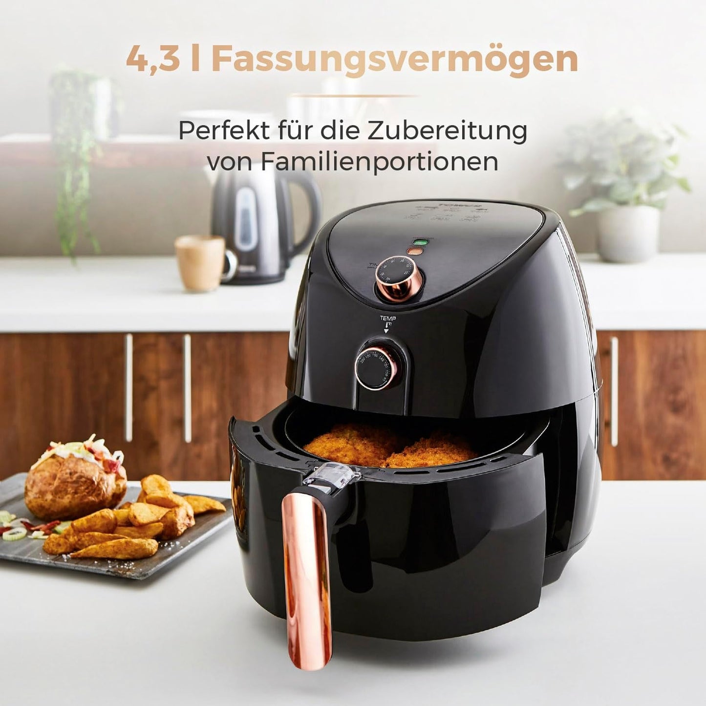 T17021RG Heissluftfritteuse, 4,3 l Heissluftfritteuse Roségold