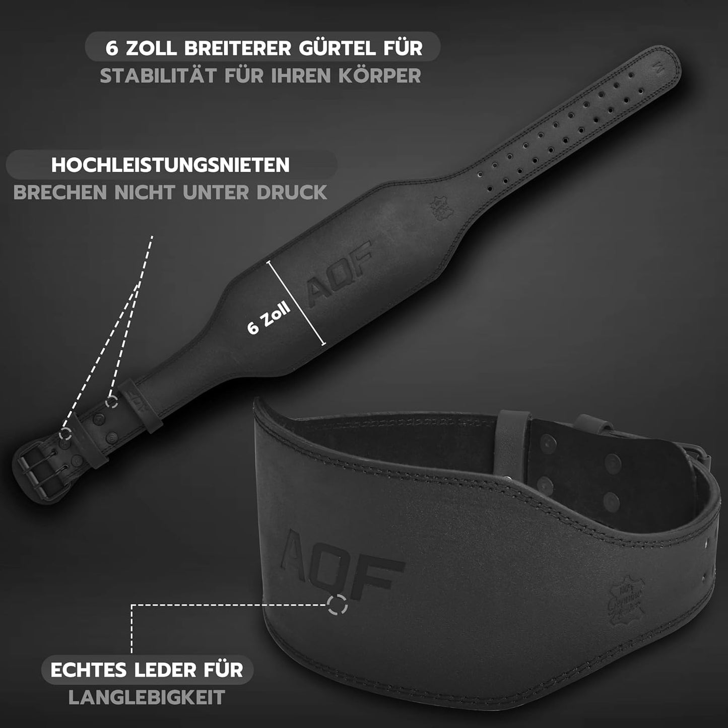 Gepolsterter Gewichthebergürtel mit Lendenwirbelstütze, XL 36"-40" Mattschwarz 6 Zoll