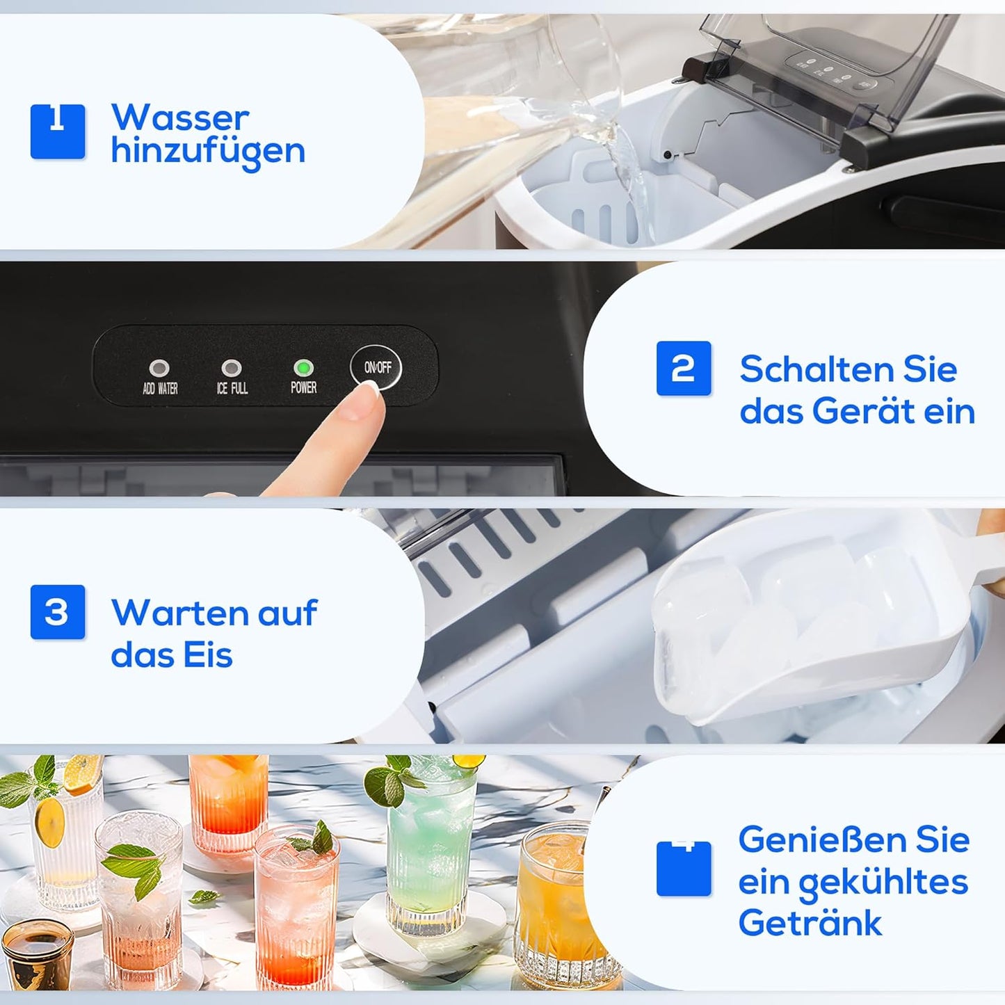 Eiswürfelmaschine mit Selbstreinigungsfunktion