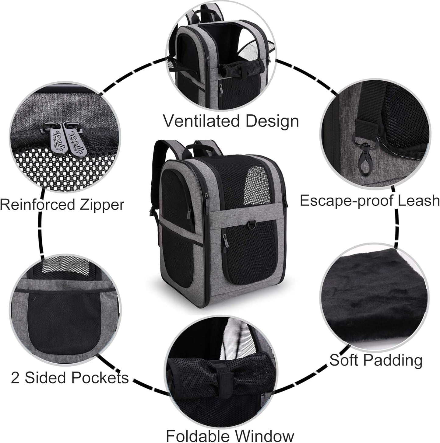 Haustier Rucksack, Grau