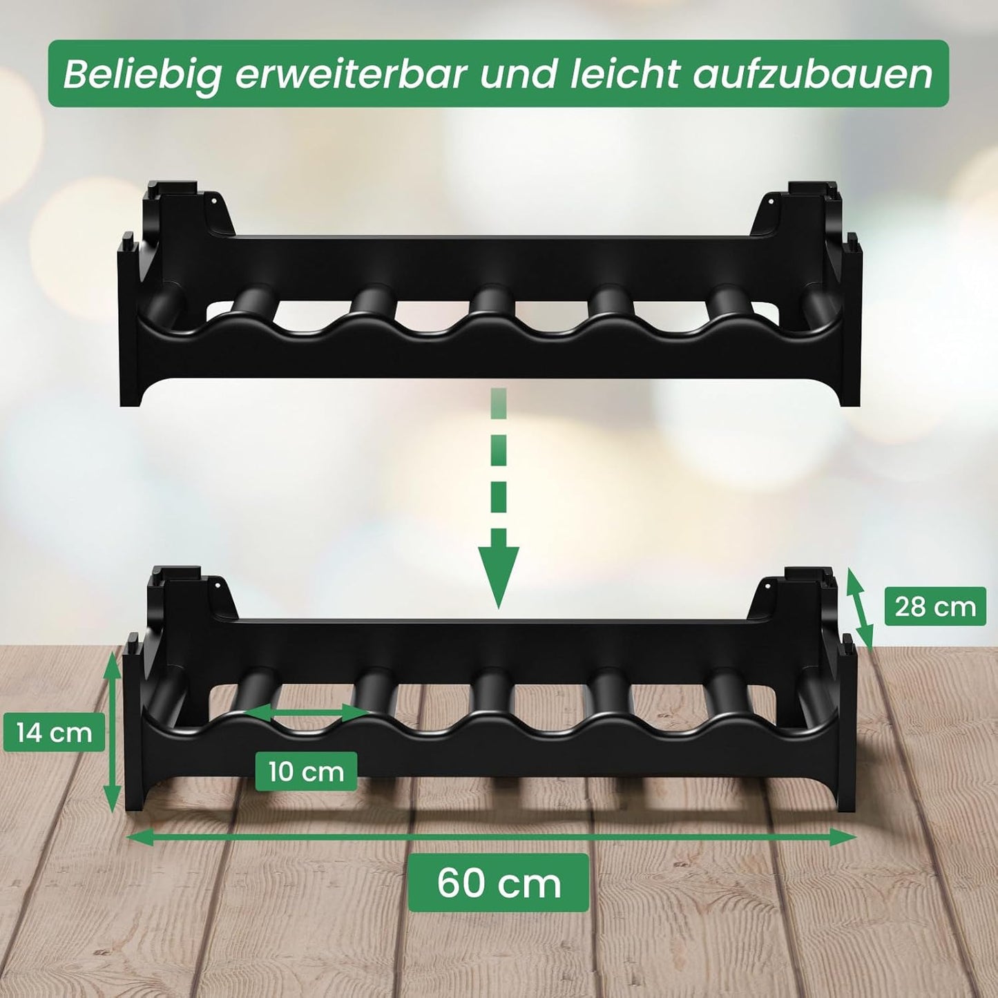 Modulares Weinregal für 60 Flaschen, 60 Flaschen Schwarz