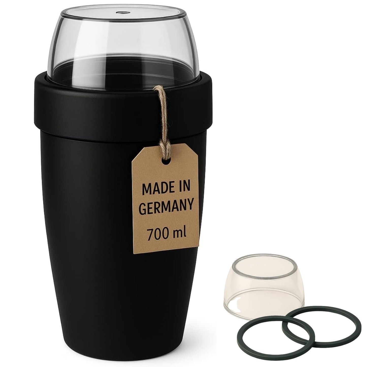 2in1 Müslibecher mit auslaufsicheren Fächern, 700 ml (1er Pack)