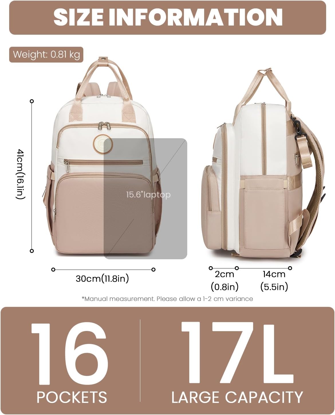 Wickelrucksack mit Kinderwagengurten, Khaki&beige