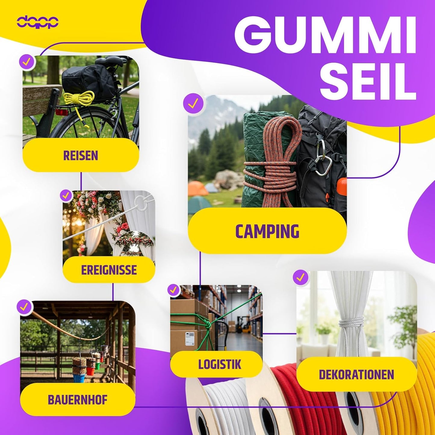 Gummiseil, 20 m, Schwarz 20.0