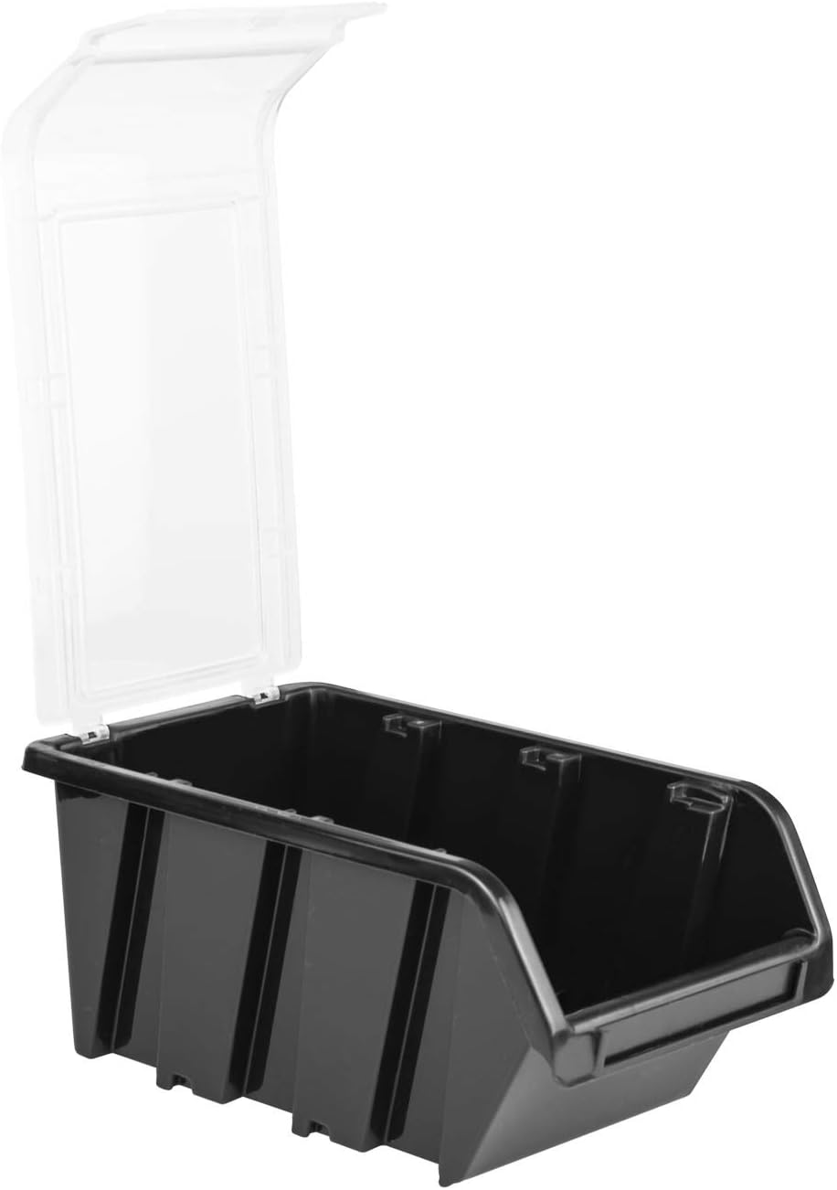 Stapelboxen-Lagersystem mit Wand, 60 Box Schwarz
