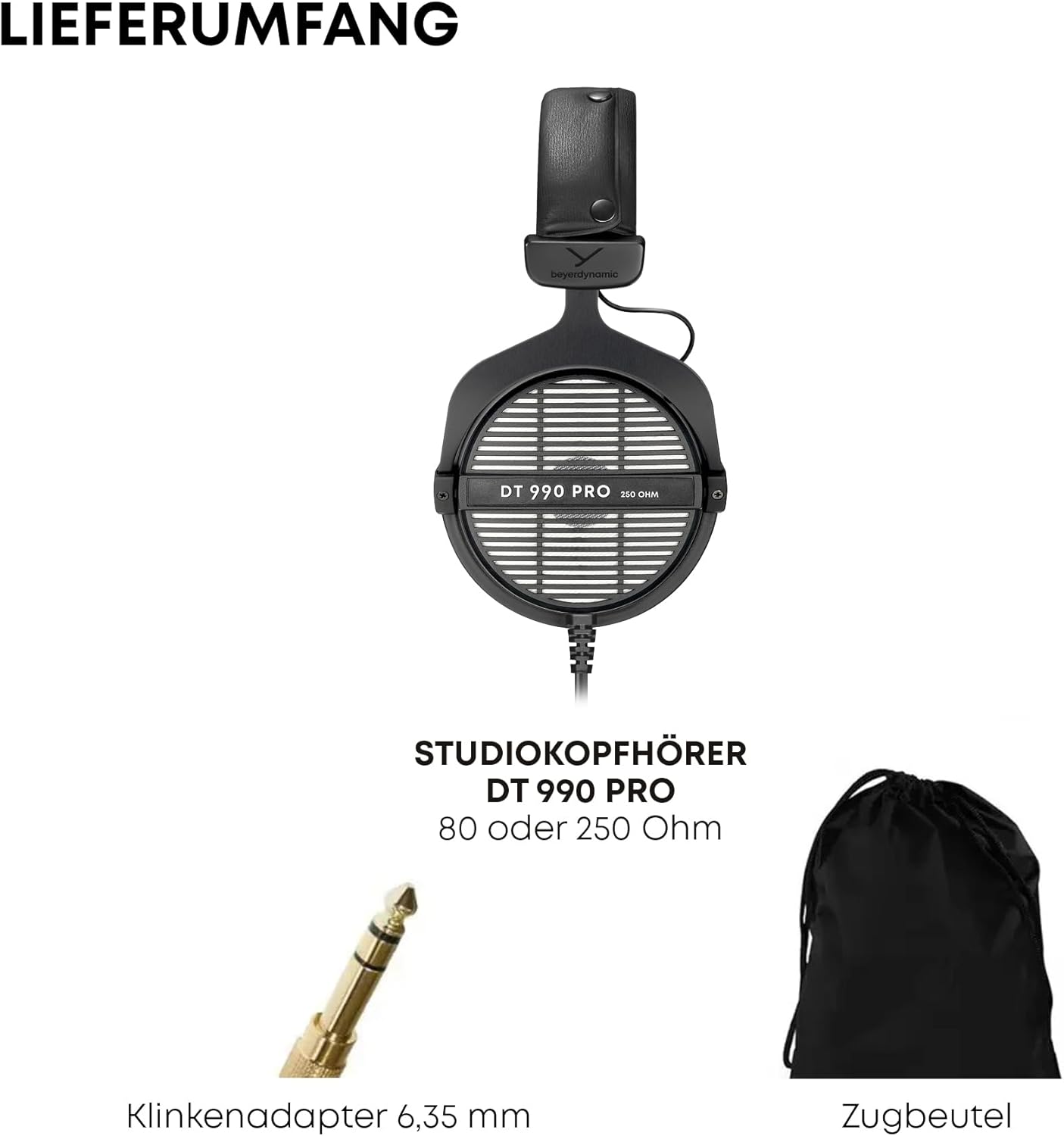 Over-Ear-Studiokopfhörer für Mixing & Mastering, 250 Ohm Black
