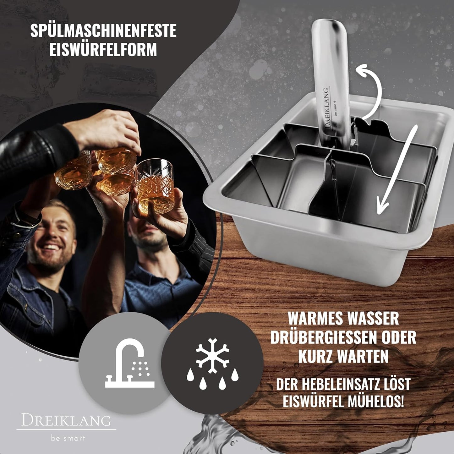 XXL Eiswürfelform mit Hebeleinsatz