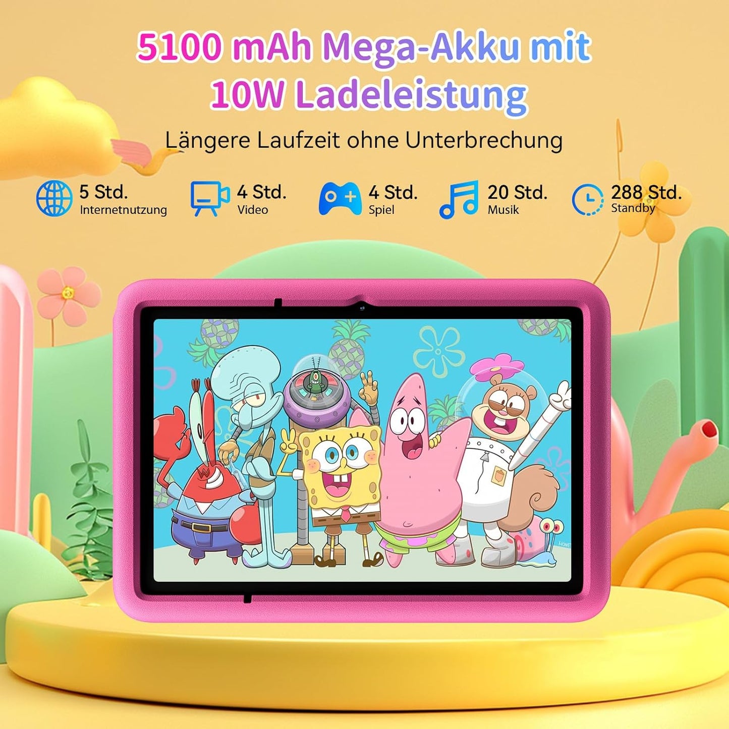 TabA6Kids Kinder-Tablet mit Kindersicherung, Rosa