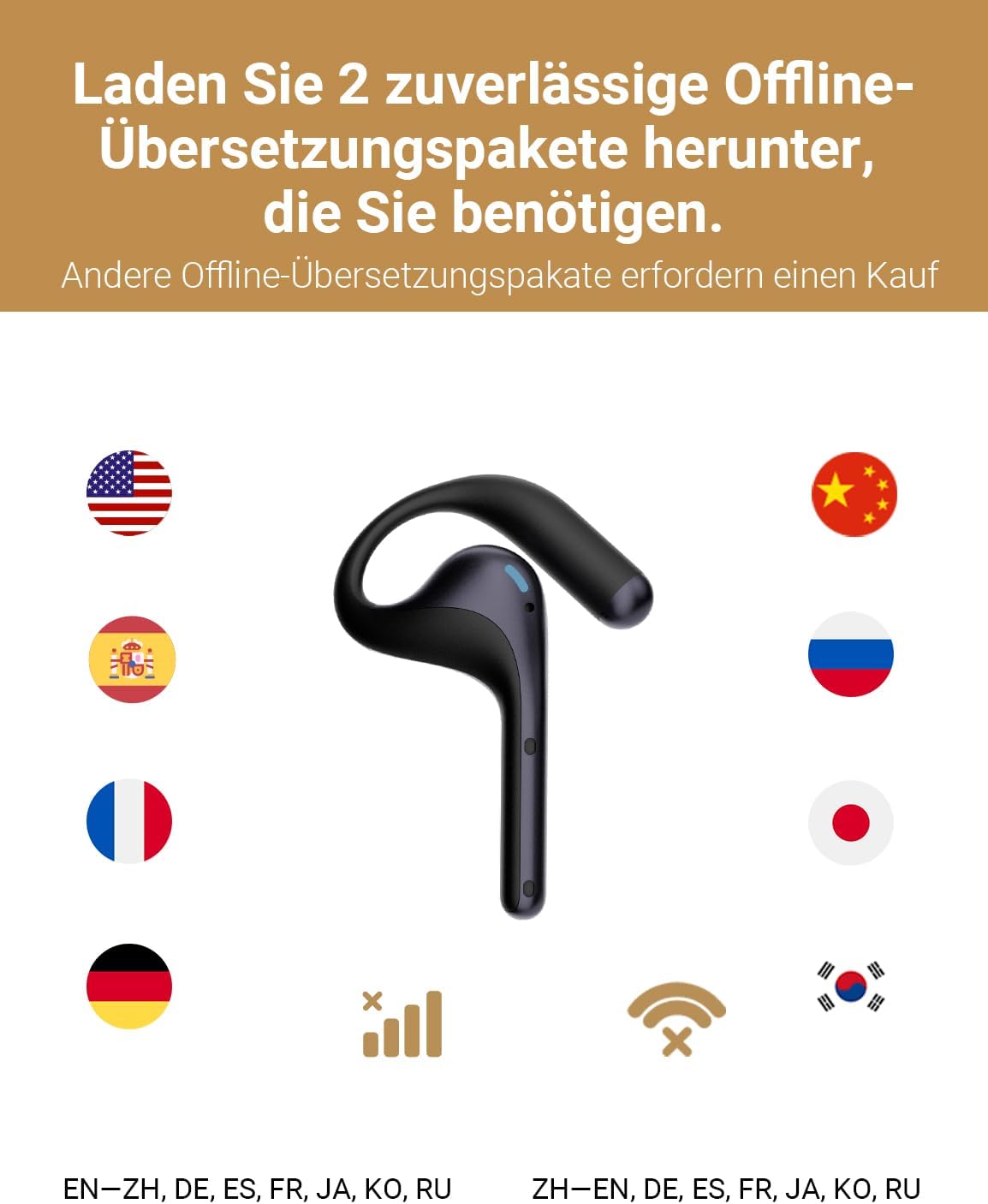 W4 Pro AI Übersetzer Kopfhörer, Lila