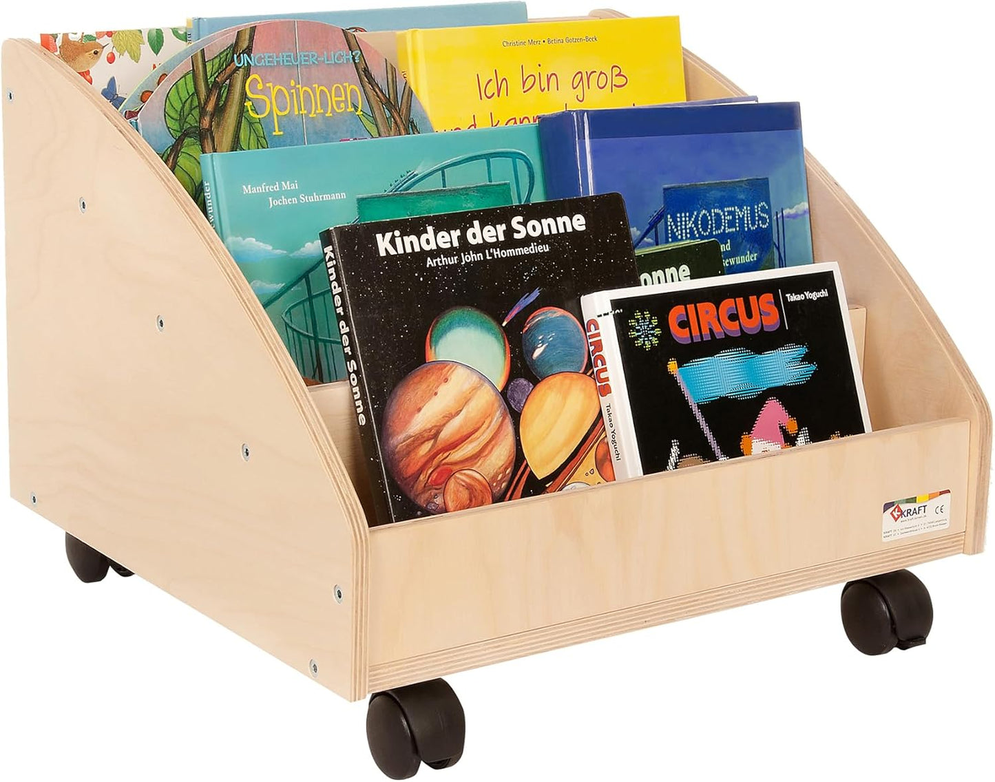Bücherkiste mit Rollen, Medium Beige