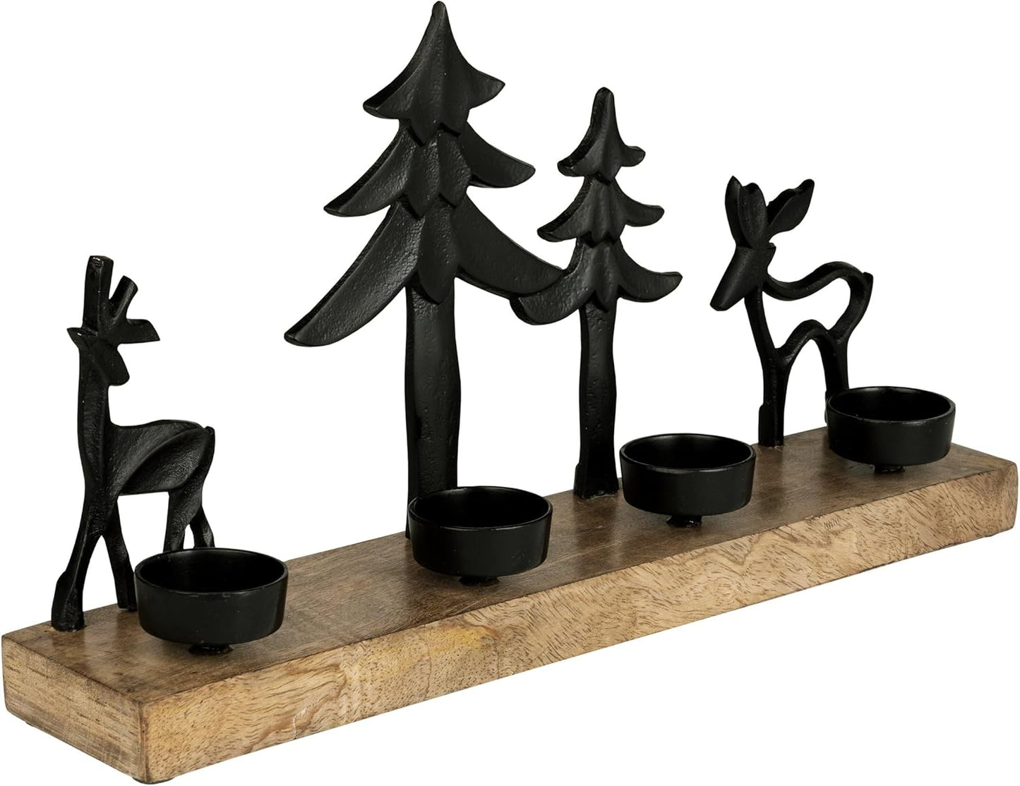Teelichthalter mit Rentieren, Schwarz, 38 X 20 Cm (Lxh)