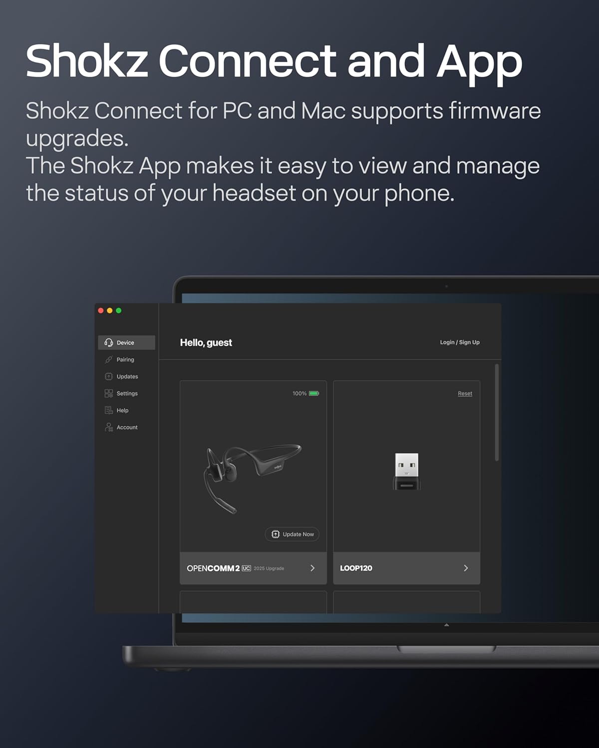 OpenComm2 UC Knochenschall Headset mit USB-C, USB-C-Adapter (USB-C Laden)