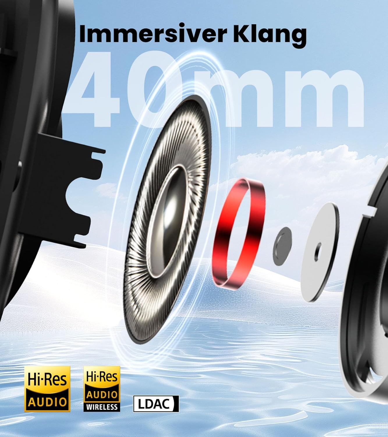 Faltbare Over-Ear-Kopfhörer W80 mit ANC und LDAC, W80 Elfenbein