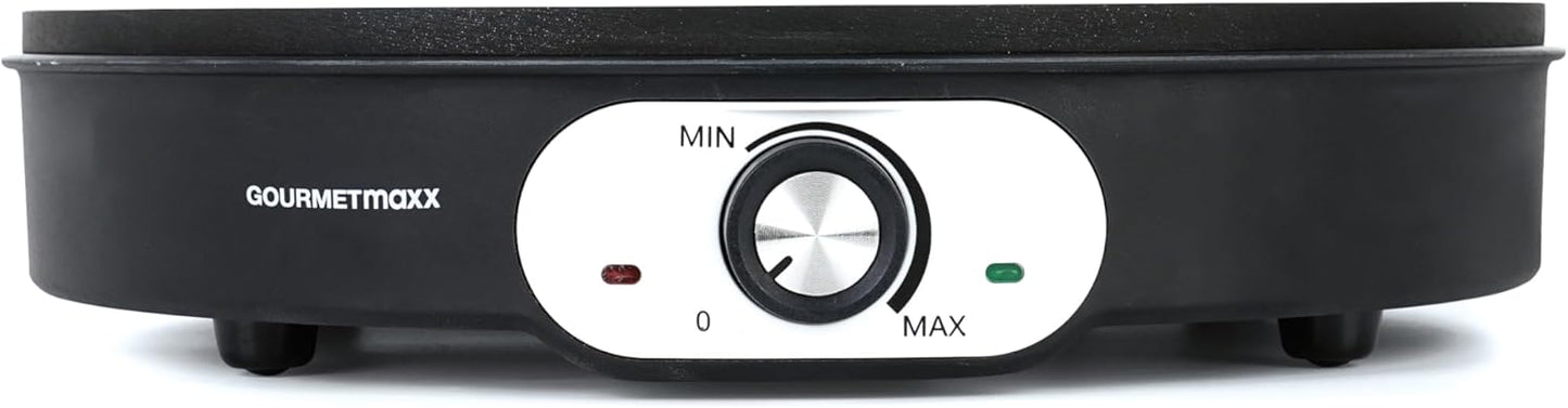 Crêpes Maker mit Antihaftplatte, 30 cm, inkl. Teigverteiler & Wender, Schwarz