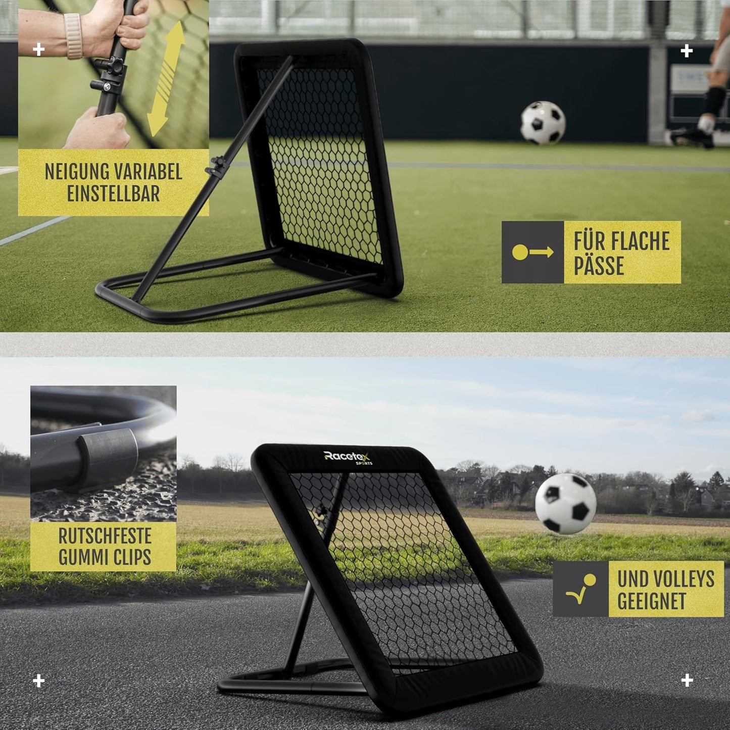 Fussball Rebounder verstellbar, Black.