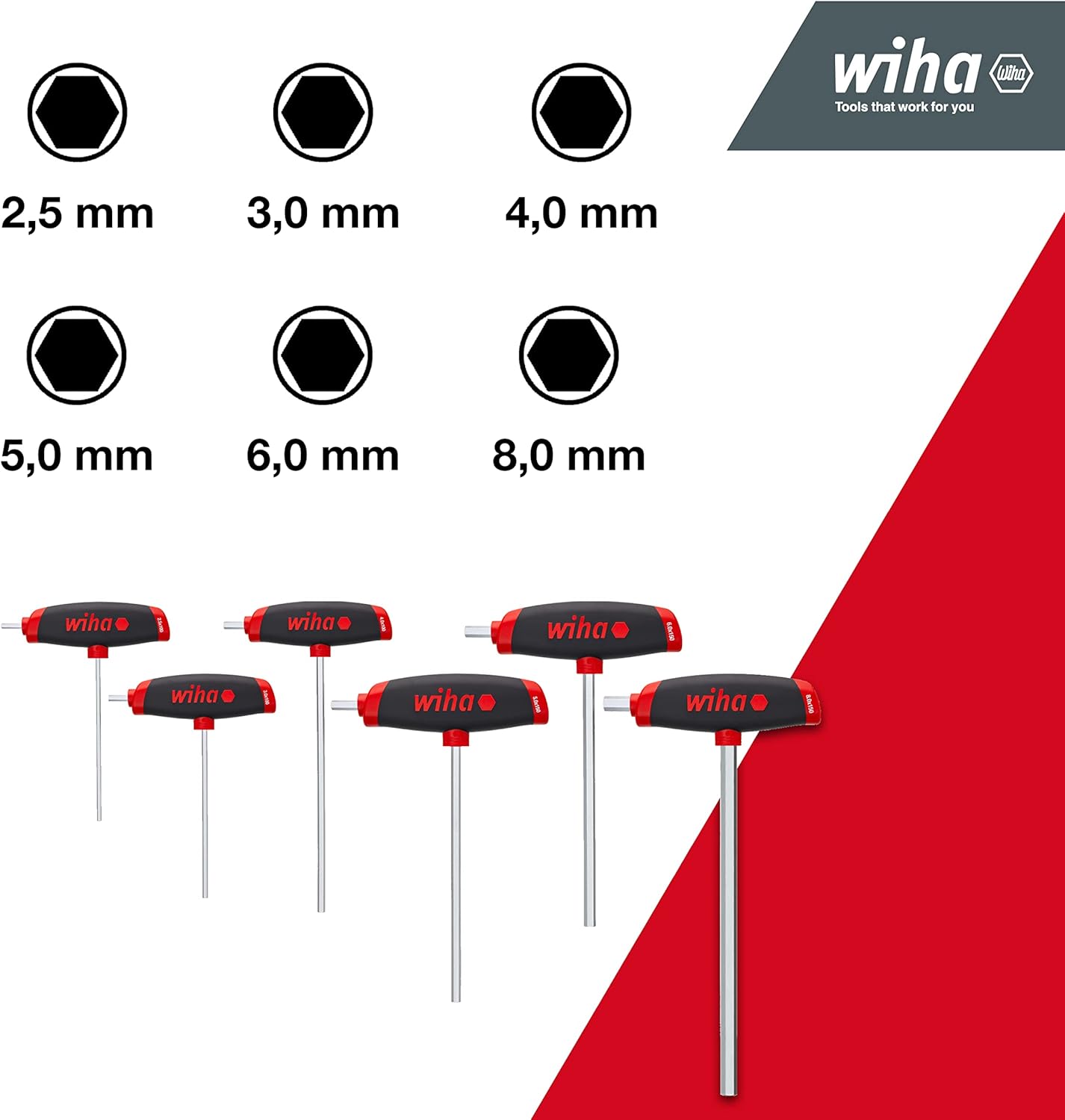 6-teiliges Stiftschlüssel-Set mit Quergriff
