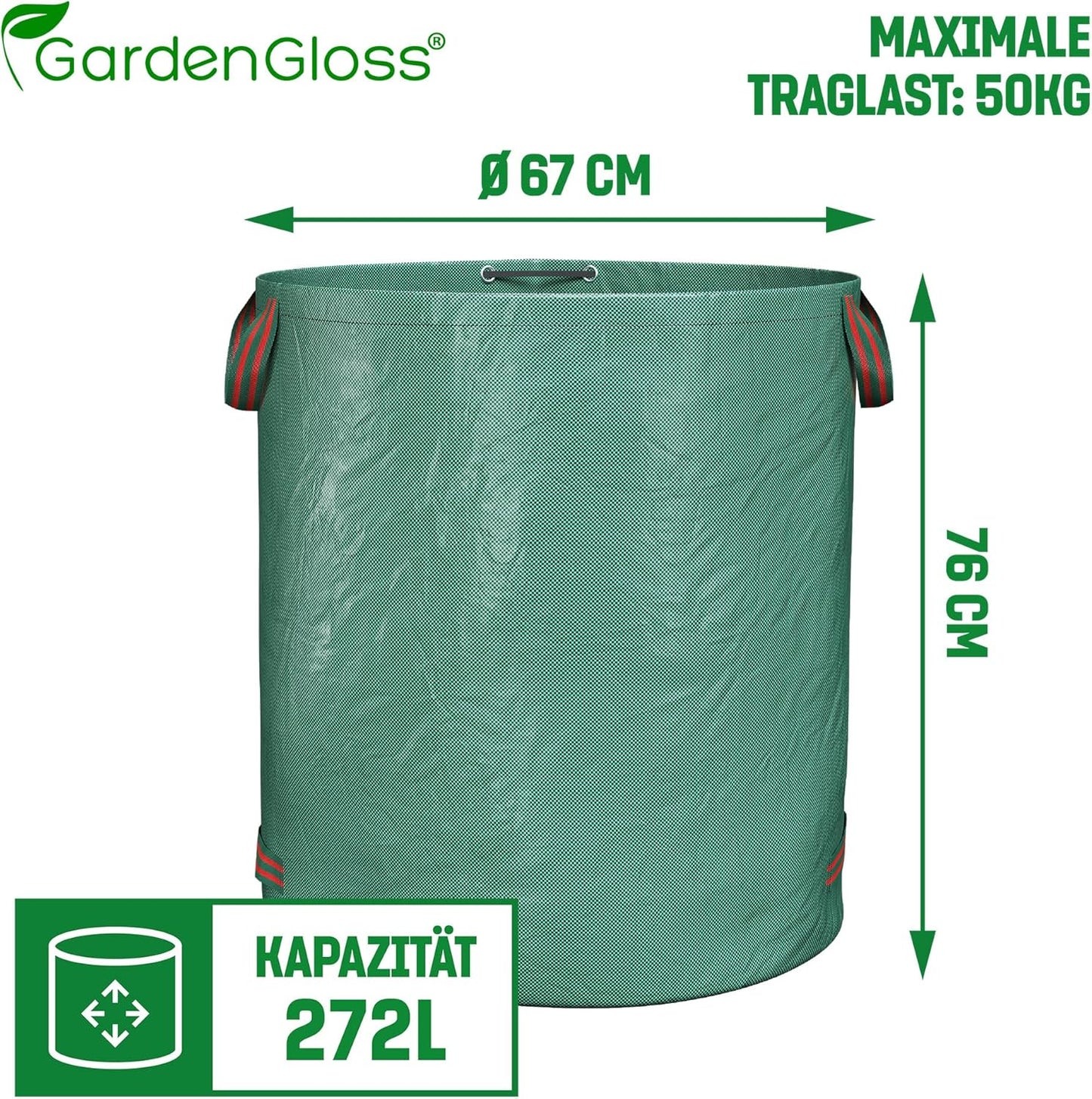 3-teiliges Gartenabfallsäcke-Set mit Griffen, 3