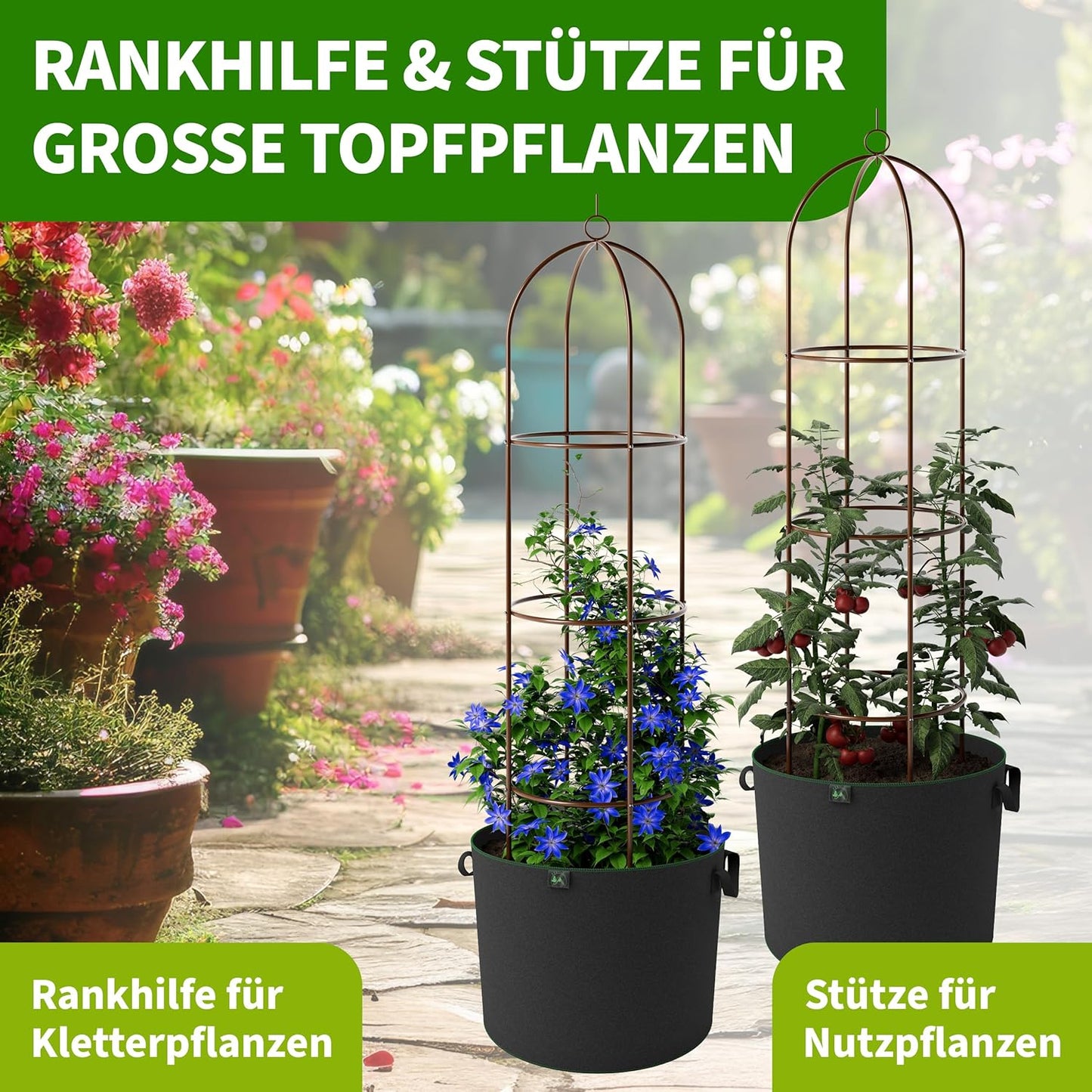 Rankhilfe Obelisk für Kletterpflanzen, 195cm braun 1x Braun