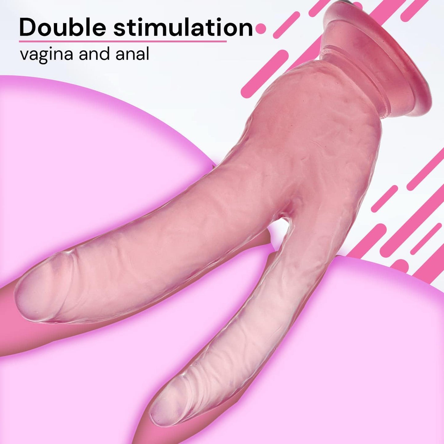 Doppeldildo mit Saugnapf, Rosa