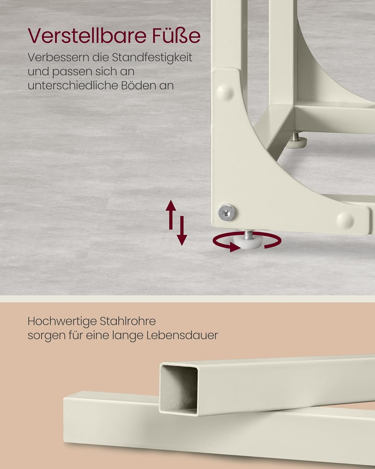 C-förmiger Beistelltisch, Cremeweiss