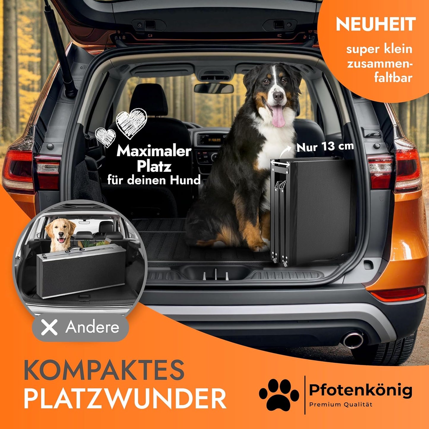 Klappbare Hunderampe, 1,80 m, Aluminium - 1,80 m - EXTRA LANG
