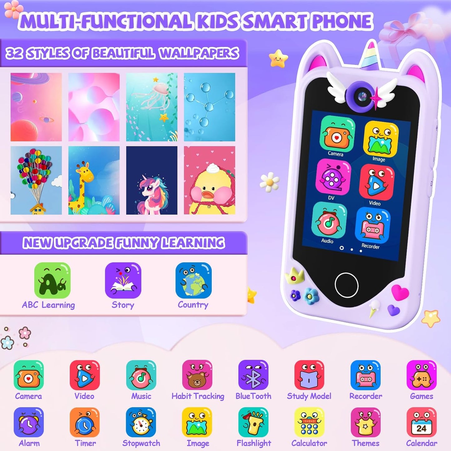 Kinder Smartphone ab 3 Jahren, Lila