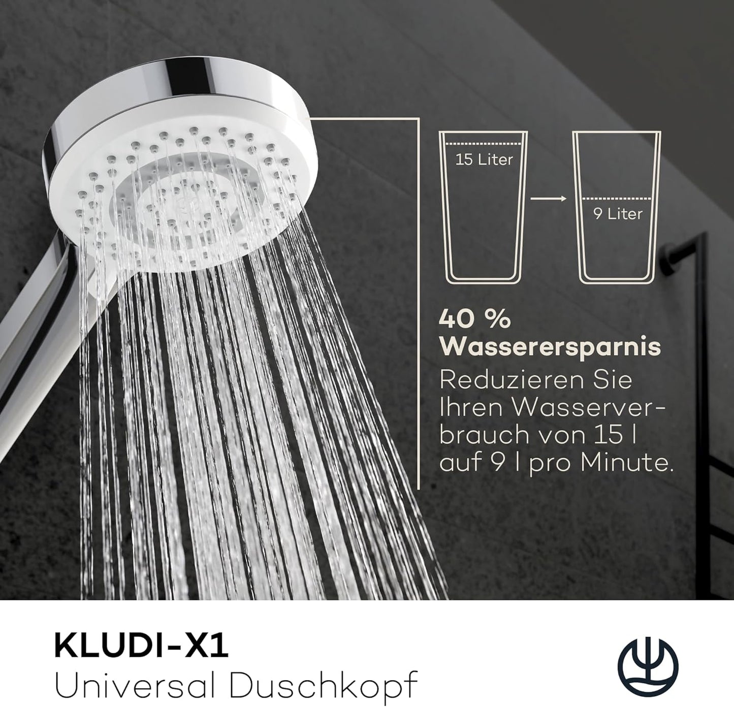 X1 Duschkopf, Chrom 3 Strahlarten