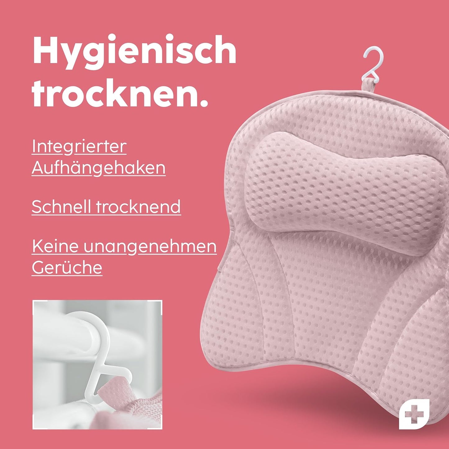 Badewannenkissen mit Saugnäpfen, Rosa