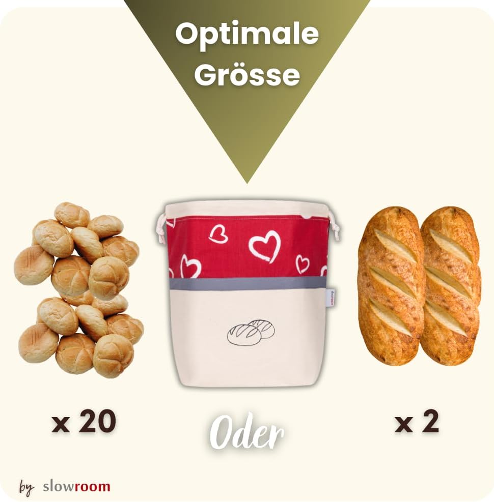 3-in-1 Brotbeutel zur Aufbewahrung und Frischhaltung, 3 in 1 Herzen