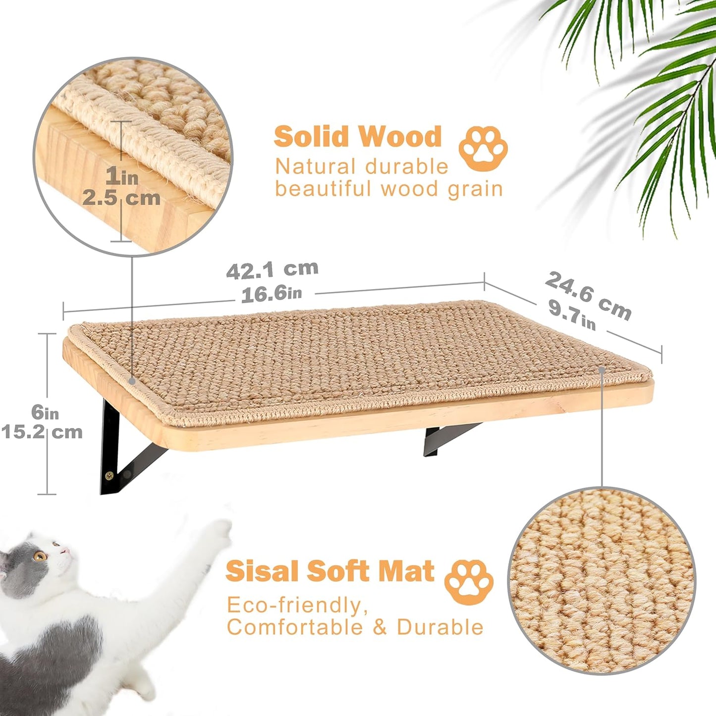 Kletterwand-Set für Katzen, 2PC Vier Stufen + 2PC Katze Wandregal
