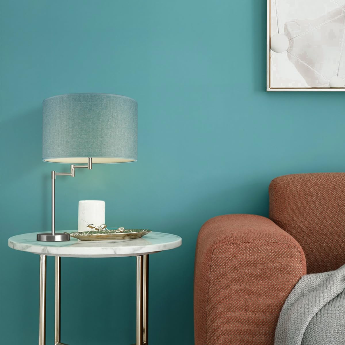 Moderner Zylinder-Lampenschirm für E27-Fassung, Blau 35cm durchmesser 21cm höhe