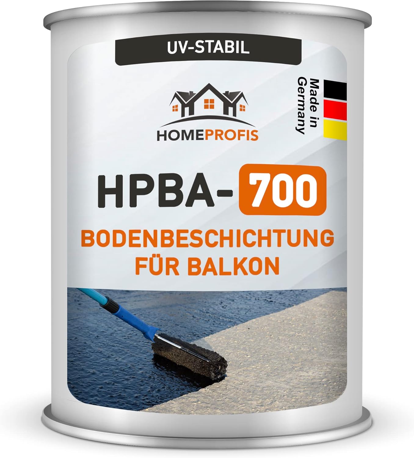 HPBA-700 1K Bodenfarbe für Balkon & Terrasse (2,5 kg), 2,5 kg | bis zu 12,5m² (Seidenmatt) RAL 7032 (Kieselgrau)