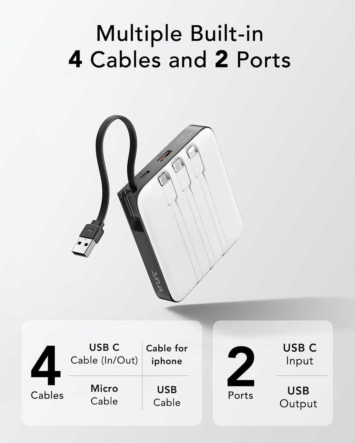 Powerbank mit Schnellladefunktion, Weiß