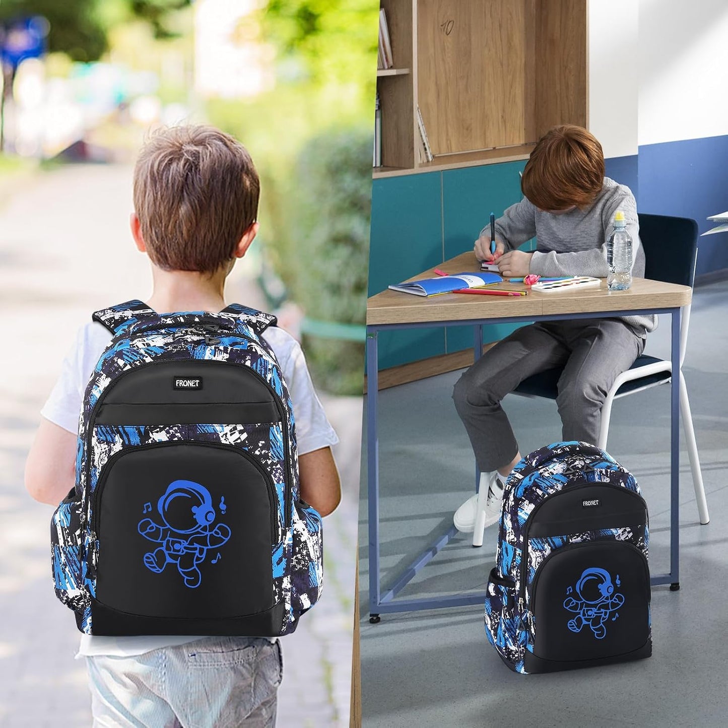 Schulrucksack-Set für Jungen (2-teilig), Jungen Blau
