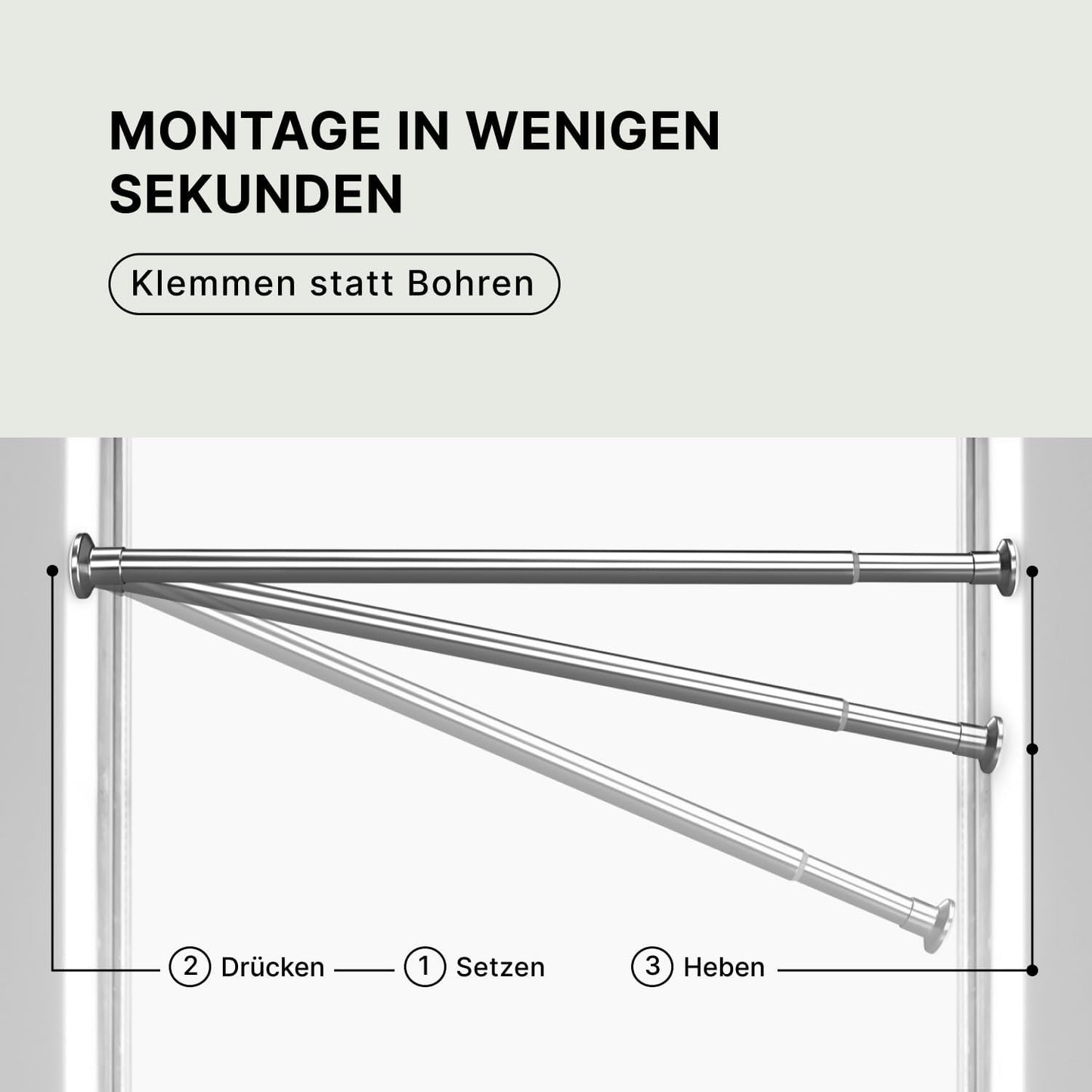 Klemmstange für Gardinen, 50-80 cm Edelstahl Silber