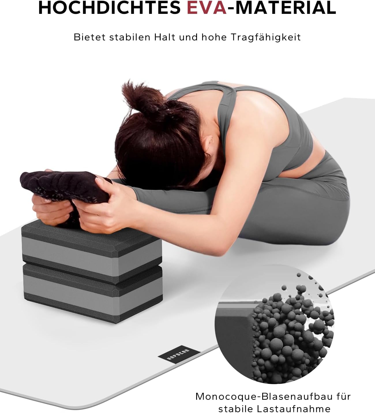 Yoga-Block Set, Schwarz/Grau