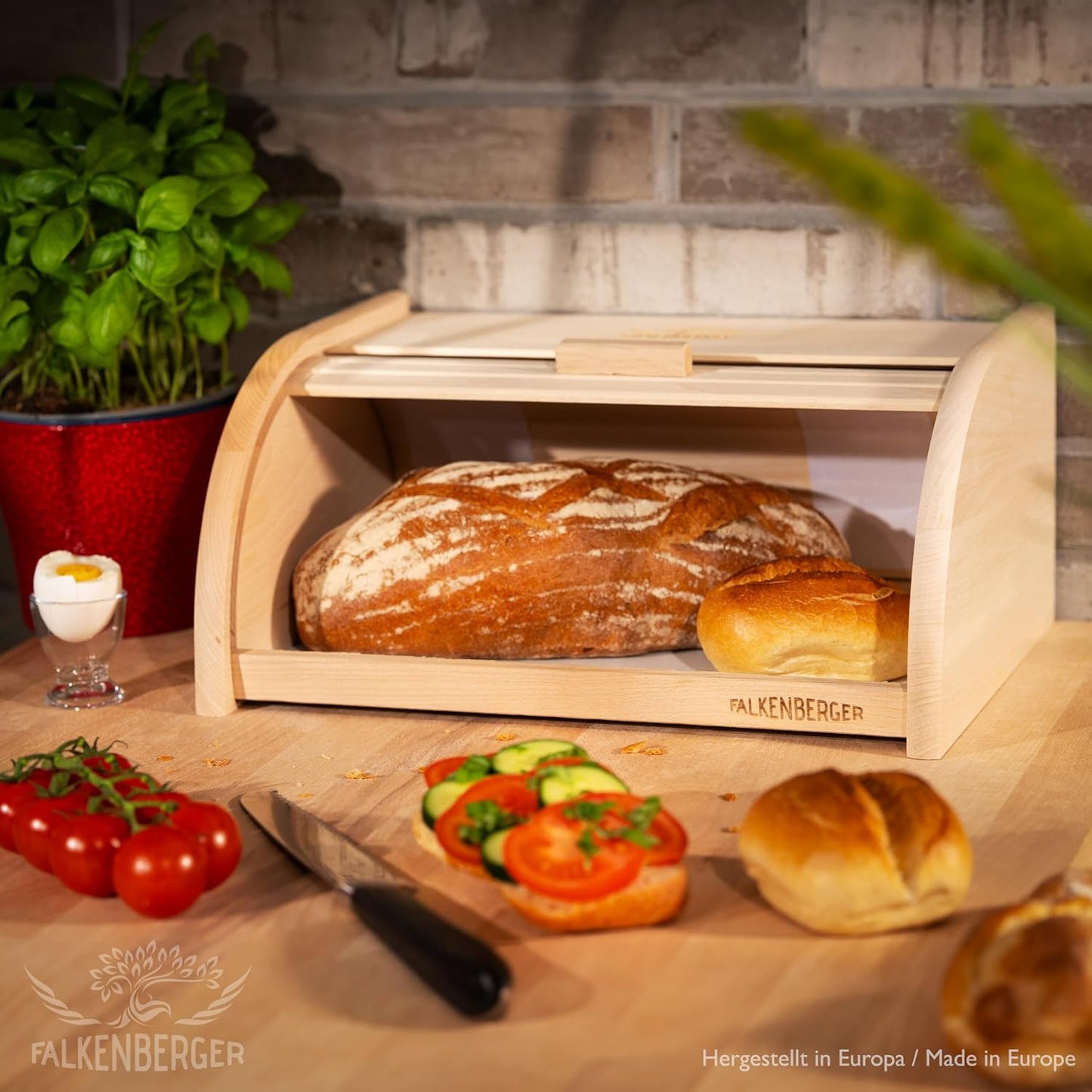 Brotkasten mit Roll-Deckel, Natur XL