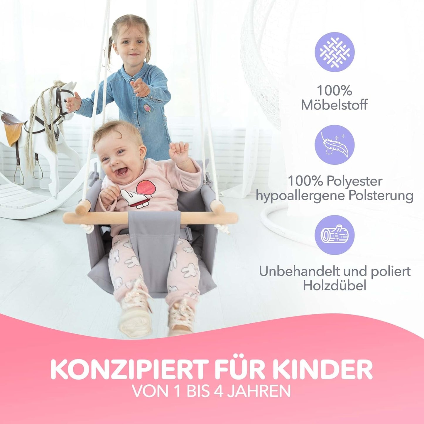 Babyschaukel, Taupe Grau