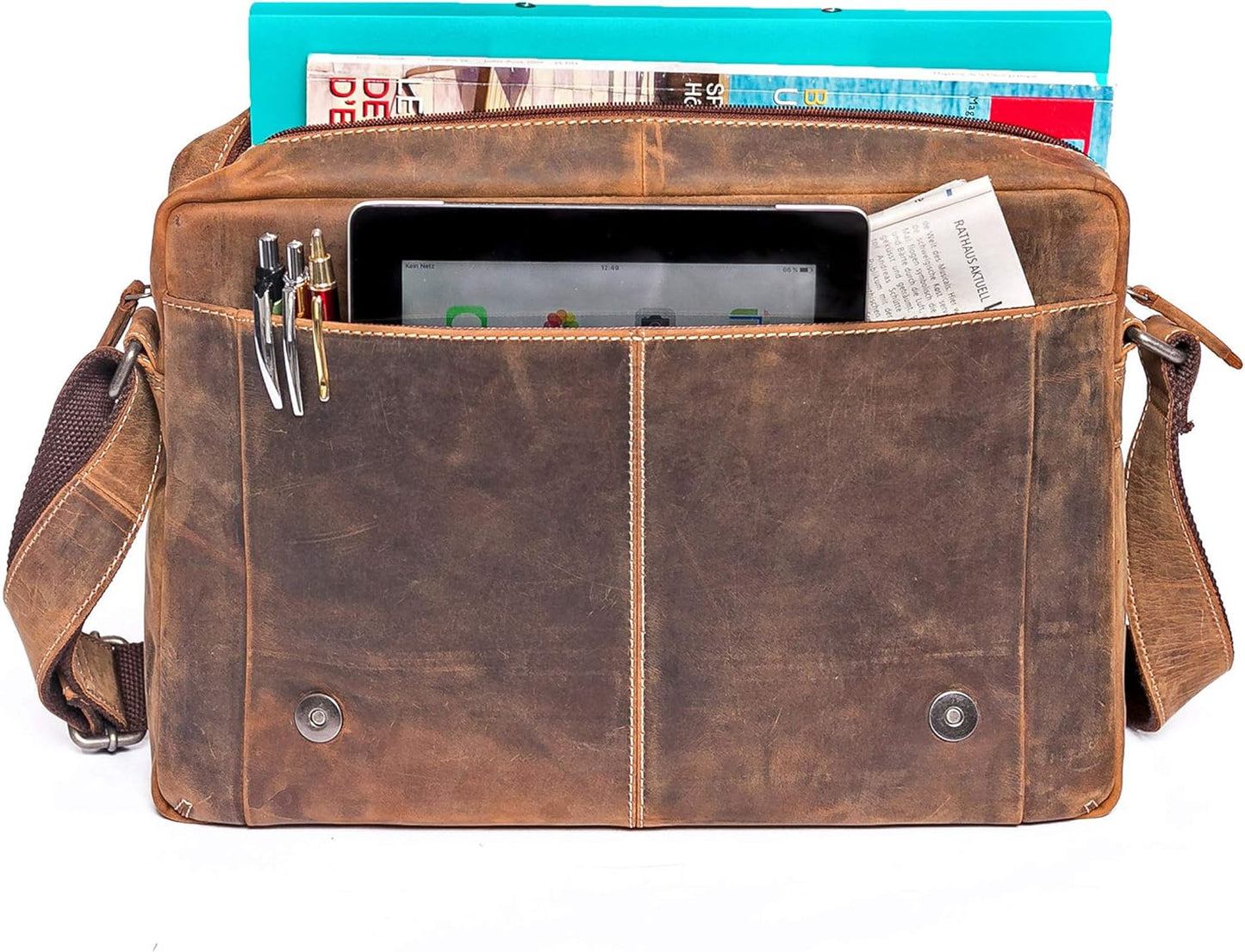 Ledertasche mit Laptop Fach, Dylan Vintage