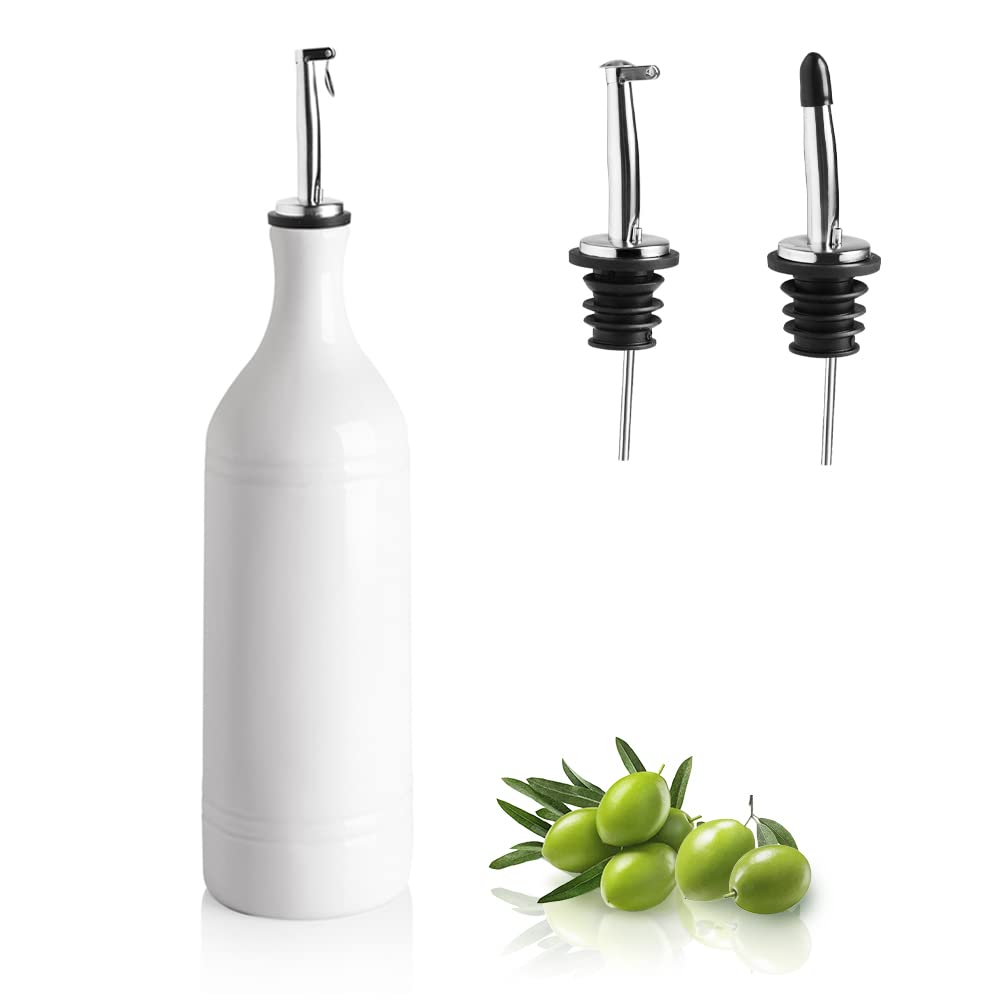 Keramik-Olivenölspenderflasche, Weiss 680 ml