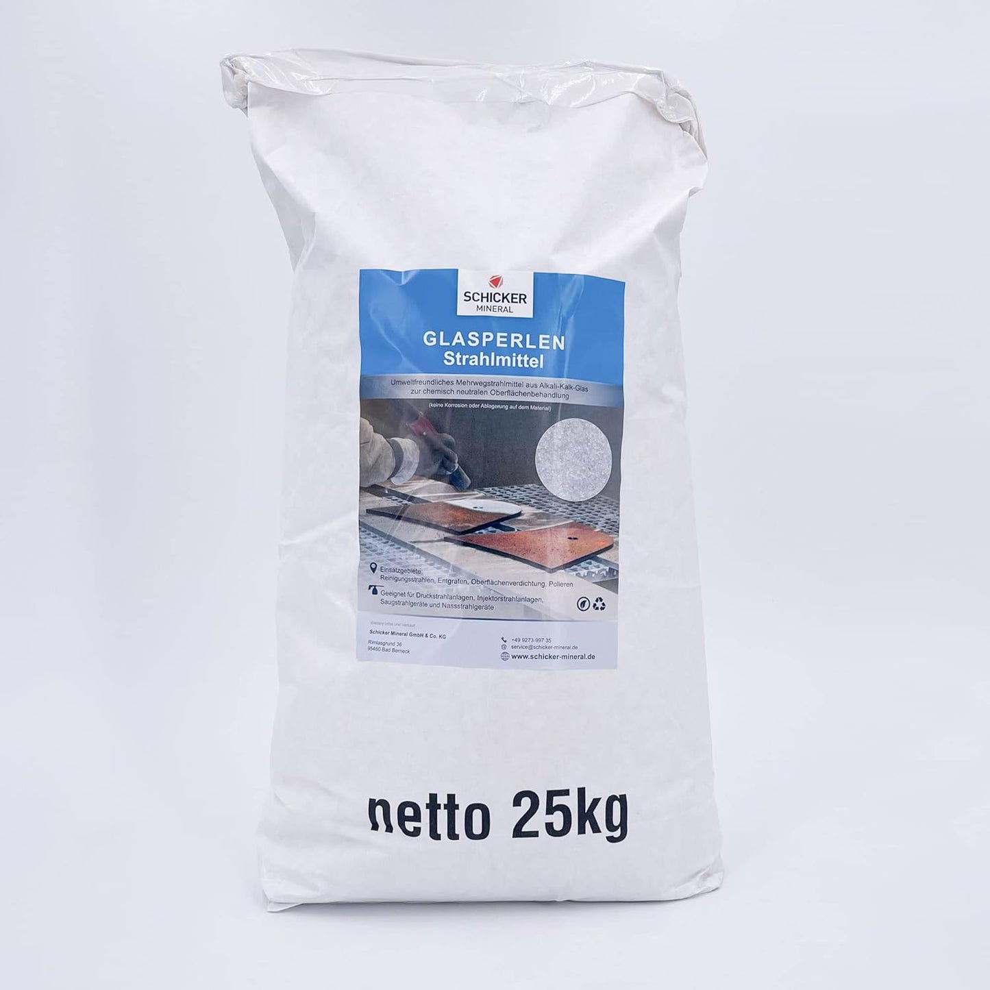 Mineral Glasperlen Strahlmittel 25 kg, Glasperlen 400 - 800 µm